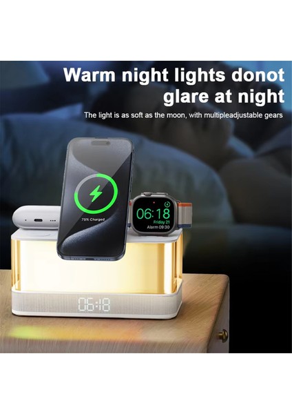 Çok Işlevli Kablosuz Şarj Pedi Standı Hoparlör Rgb Gece Lambası 15W (Yurt Dışından) fırsatları