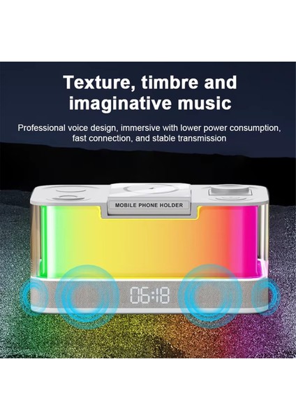 Çok Işlevli Kablosuz Şarj Pedi Standı Hoparlör Rgb Gece Lambası 15W (Yurt Dışından) indirimleri