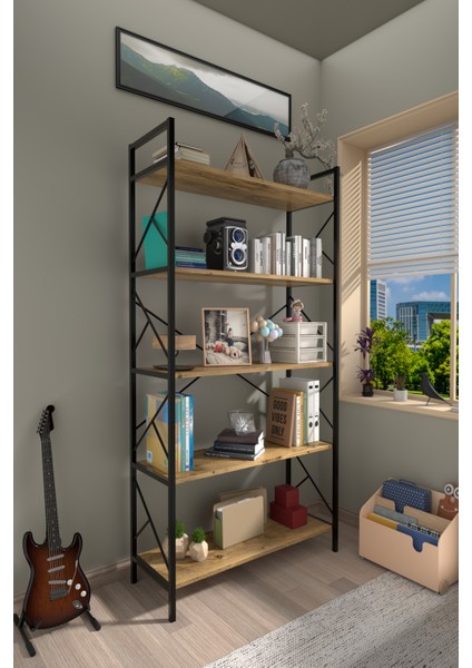 5 Raf Dekoratif 180 cm Kitaplık