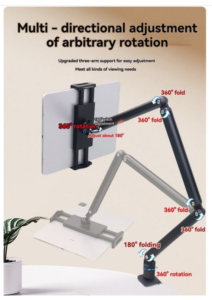 Taşınabilir Tablet Tutucu Destekli Masaüstü Döndürülebilir Katlanır Stand (Yurt Dışından) fırsatları