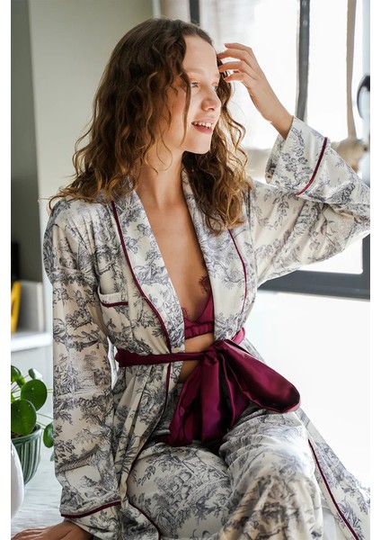 Kadifeşal Yaka Kimono Pantolon Takım fiyatları