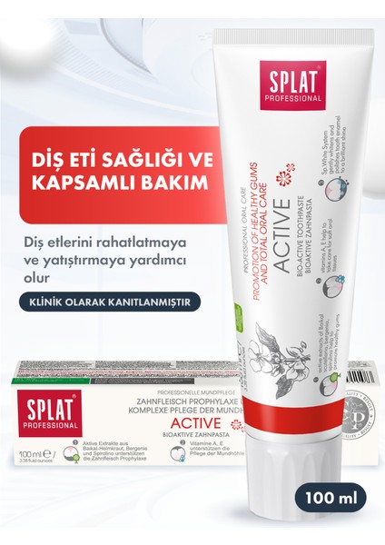 Aktif Diş Macunu - Hassas Diş Etleri İçin Koruyucu ve Beyazlatıcı Özellikler, 100 ml, Florürlü