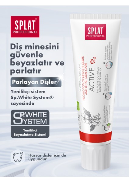 Aktif Diş Macunu - Hassas Diş Etleri İçin Koruyucu ve Beyazlatıcı Özellikler, 100 ml, Florürlü modelleri