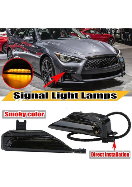 Infiniti Q50 Q50S Sport Model 2014-2024 Için Araba Ön Tamponu Dinamik LED Akan Dönüş Sinyal Lambası Sis Lambası Gündüz Farı (Yurt Dışından) fiyatları