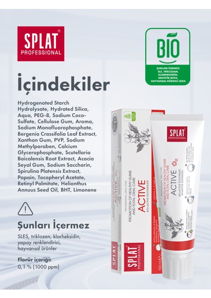 Aktif Diş Macunu - Hassas Diş Etleri İçin Koruyucu ve Beyazlatıcı Özellikler, 100 ml, Florürlü