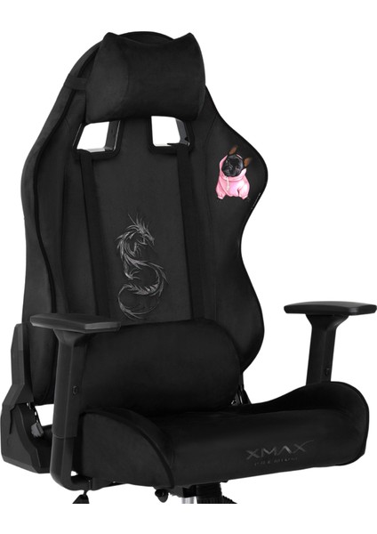 / Baskılı Rio Balerion Terletmez Kadife Kumaş Siyah Gaming Oyuncu Koltuğu / 120 kg Taşır