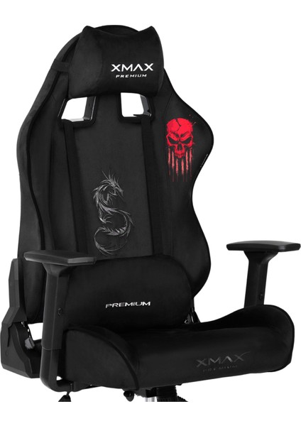 / Baskılı Rio Balerion Terletmez Kadife Kumaş Siyah Gaming Oyuncu Koltuğu / 120 kg Taşır