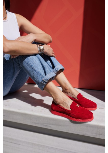 Lugo Kadın Kahve Gercek Suet Loafer Ayakkabi