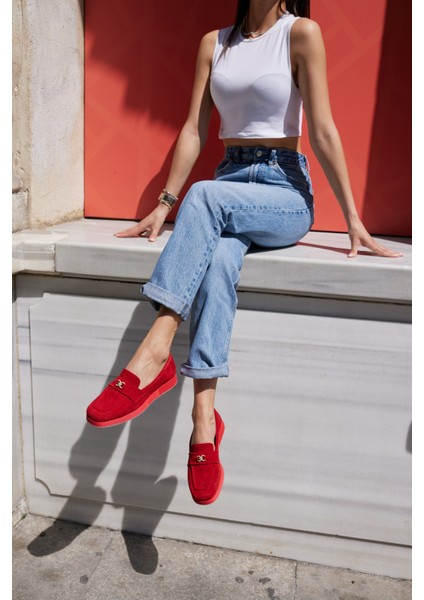 Lugo Kadın Kahve Gercek Suet Loafer Ayakkabi