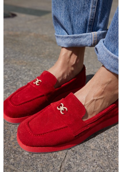 Lugo Kadın Kahve Gercek Suet Loafer Ayakkabi