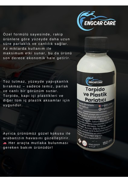 Torpido Parlatıcı Süt 150ML Kokulu| Premium Plastik Parlatıcı Yenileyici| Yüksek Etkili modelleri
