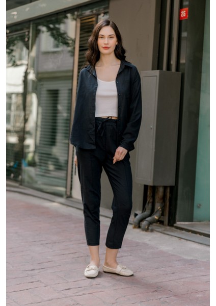 Keten Günlük Ikili Takım Elbise Pantolon Gömlek indirimleri