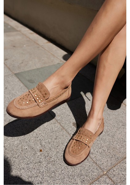 Samula Kadın Nude Gercek Suet Trok Detay Oxford Ayakkabi modelleri