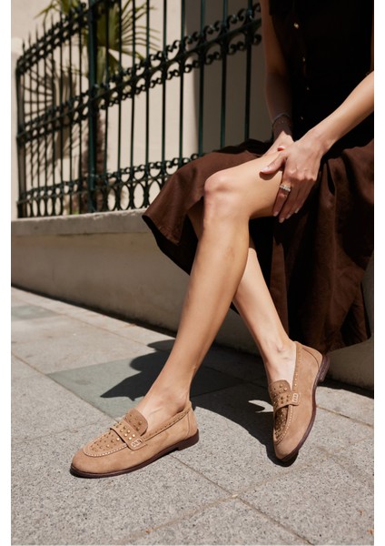 Samula Kadın Nude Gercek Suet Trok Detay Oxford Ayakkabi indirimleri