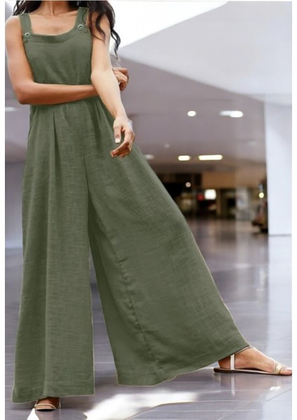 Yazlık Salaş Şık Keten Tulum