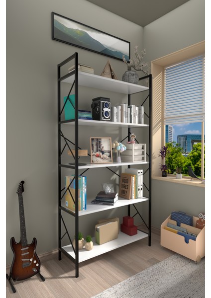 5 Raf Dekoratif 180 cm Kitaplık