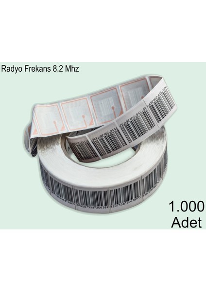 4x4 cm Barkodlu Alarm Etiketi RF Radyo Frekans 1 Rulo:1000 Adet