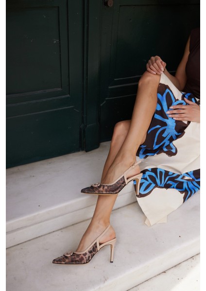 Toronto Kadin Bej Leoapar Detay Topuklu Ayakkabi