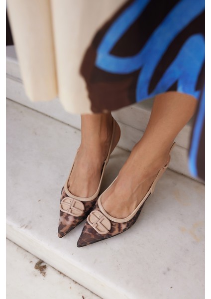 Toronto Kadin Bej Leoapar Detay Topuklu Ayakkabi