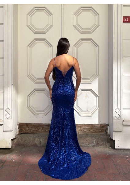 Trend Kadife Balık Elbise Saks 583220 fırsatları