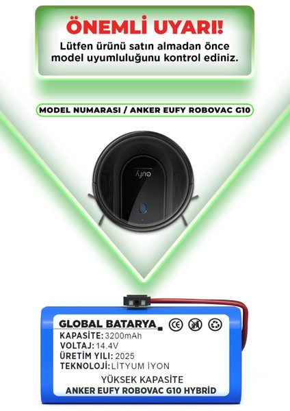 Anker Eufy Robovac G10 Hybrid Akıllı Robot Süpürge Bataryası 14.4v 3200mAh Li-ion Pil (Yüksek Kapasite) indirimleri
