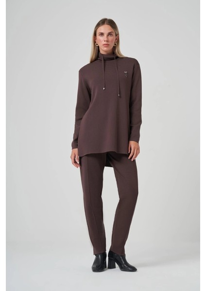 pantolonlu triko takim 1353 kahve