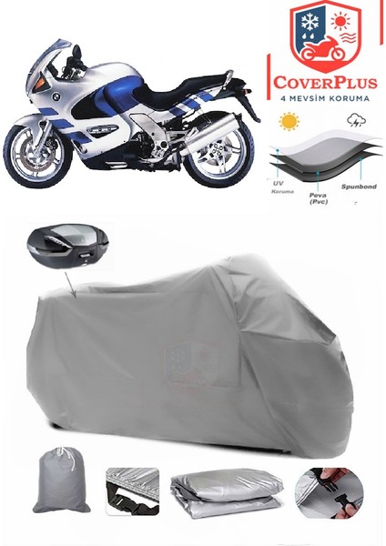 Bmw K 1200 Rs Arka Çanta Uyumlu (Gri) Motorsiket Brandası Motor Örtüsü Çadır Su Geçirmez Motosiklet Kılıfı Motor Brandası