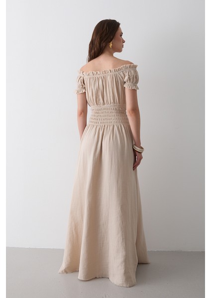 Natural Büzgülü Elbise
