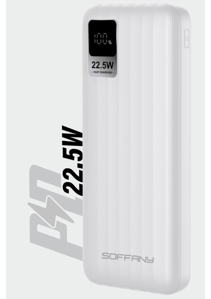 AG03-001 10.000 mAh P.Bank 22.5W 2 Type-C + 1 USB Çıkışlı Beyaz