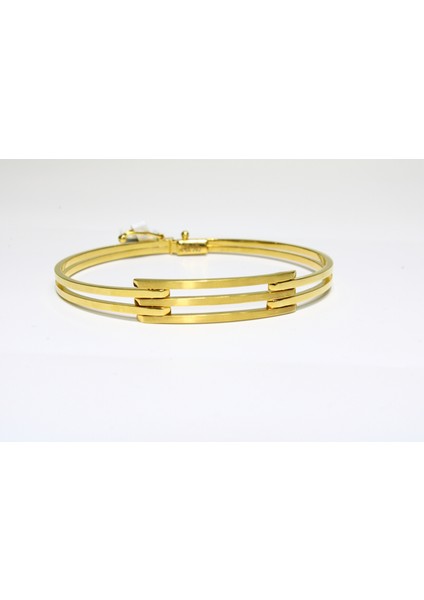 14 Ayar Altın 3 Sıralı Kaburga Kelepçe Bilezik 7.19 gr