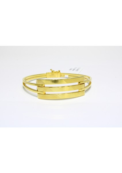 14 Ayar Altın 3 Sıralı Parlak Yüzey Kaburga Kelepçe Bilezik 7.49 gr