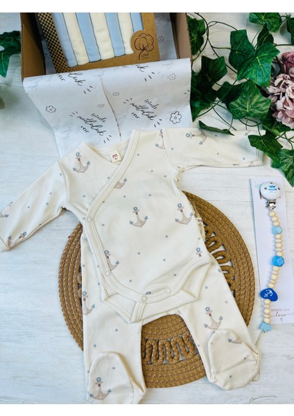 Çapa Desenli Mavi Müslin Battaniyeli Erkek Bebek Hediye Seti fiyatları