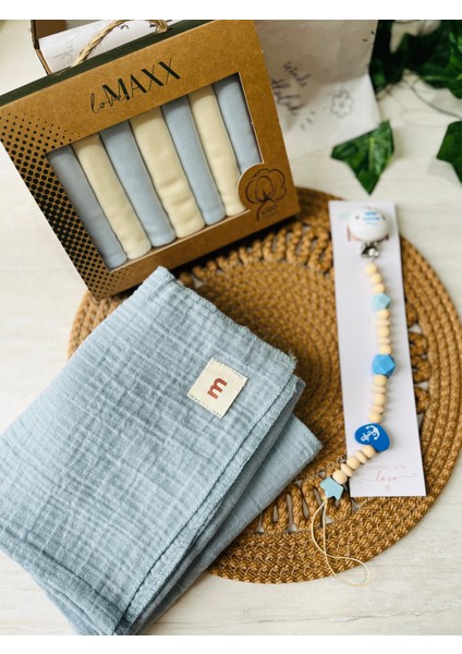 Çapa Desenli Mavi Müslin Battaniyeli Erkek Bebek Hediye Seti indirimleri