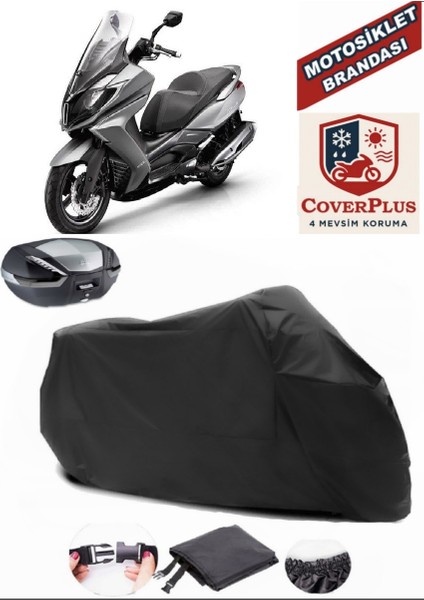 Kymco Downtown 250I Motor Brandası Siyah Arka Çanta Uyumlu Motorsiket Brandası Motor Örtüsü Çadır Su Geçirmez Motosiklet Kılıfı Motor Brandası