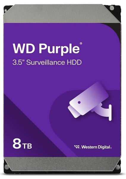 Wd 8tb Purple WD85PURZ 5400RPM 256MB 7X24 Güvenlik Harddisk (Resmi Distribitör Ürünü)