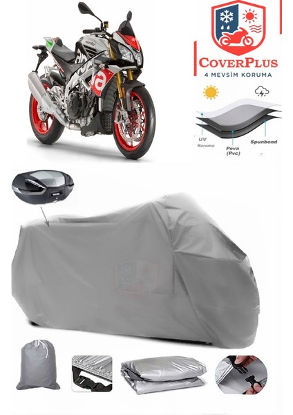 Aprilia Tuono V4 1100 Factory Motor Brandası Gri Arka Çanta Uyumlu Motorsiket Brandası Motor Örtüsü Çadır Su Geçirmez Motosiklet Kılıfı Motor Brandası