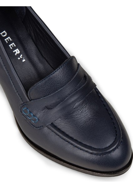 Kadın Hakiki Deri Lacivert Topuklu Makosen - A3440ZLCVM01 fırsatları