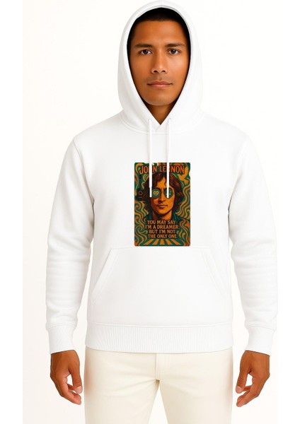 Kapüşonlu John Lennon You May Say I M A Dreamer Göğüs Tasarımlı Unisex Sweatshirt
