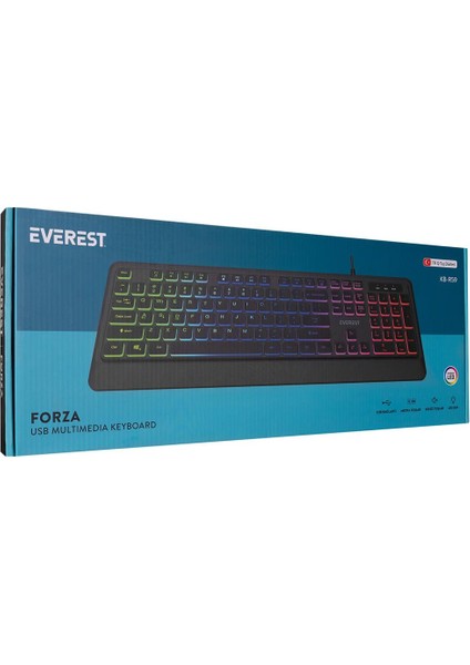 Everest KB-R59 Forza Siyah USB Rainbow Backlight Klavye fiyatları