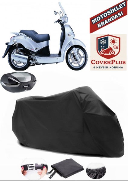 Kymco People 250 Motor Brandası Siyah Arka Çanta Uyumlu Motorsiket Brandası Motor Örtüsü Çadır Su Geçirmez Motosiklet Kılıfı Motor Brandası