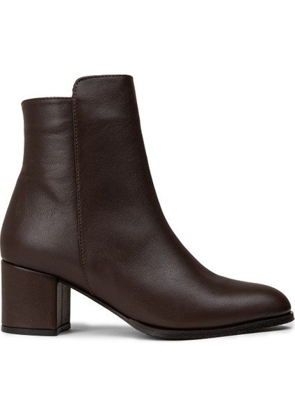 Kadın Kahverengi Hakiki Deri Fermuarlı Bot - A5810ZKHVC01