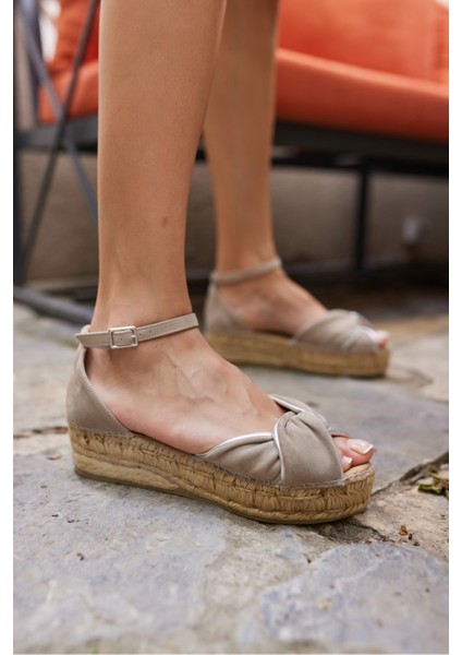 Torgos Kadın Nude Gercek Deri Espadrıl Taban Ispanya Uretımı Sandalet