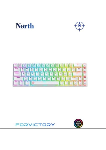 North Odin Pro WL68 Lightcore Kablosuz Bluetooth Rgb Red Switch Türkçe Beyaz Mekanik Gaming Klavye