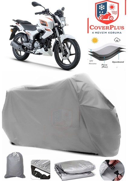 Rks RK150-S Motor Brandası Gri Motorsiket Brandası Motor Örtüsü Çadır Su Geçirmez Motosiklet Kılıfı Motor Brandası