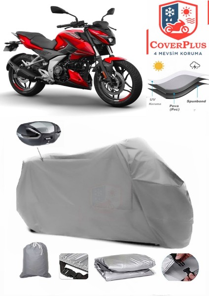 Bajaj Pulsar Ns 200 Abs Motor Brandası Gri Arka Çanta Uyumlu Motorsiket Brandası Motor Örtüsü Çadır Su Geçirmez Motosiklet Kılıfı Motor Brandası