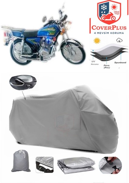 Hyundai Mover 125 Motor Brandası Gri Arka Çanta Uyumlu Motorsiket Brandası Motor Örtüsü Çadır Su Geçirmez Motosiklet Kılıfı Motor Brandası