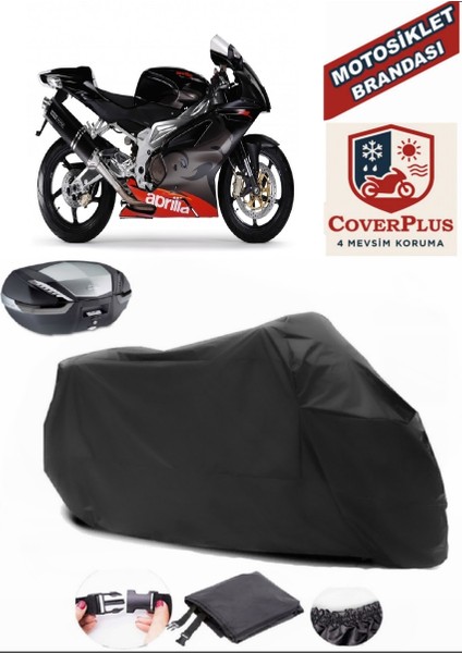 Aprilia Rsv Mille Motor Brandası Siyah Arka Çanta Uyumlu Motorsiket Brandası Motor Örtüsü Çadır Su Geçirmez Motosiklet Kılıfı Motor Brandası