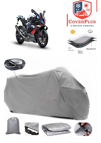 Bmw M 1000 R Motor Brandası Gri Arka Çanta Uyumlu Motorsiket Brandası Motor Örtüsü Çadır Su Geçirmez Motosiklet Kılıfı Motor Brandası