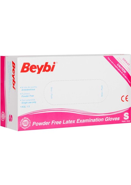Beybi Lateks Pudrasız (S) Small Beden Muayene Eldiven 100LÜ Paket