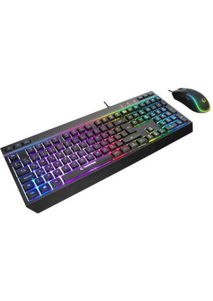 Rampage KM-R57 Siyah Rgb Aydınlatmalı Q Oyuncu Multmedia Klavye ve 12800 Dpı Mouse Gaming Set